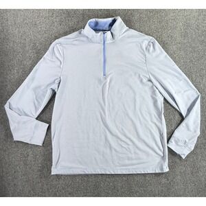 PGA Tour Mens Quarter Zip Pullover Light Blue Striped Golf Performance Shirt M